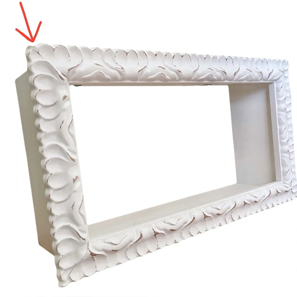 Hobby Lobby White Distressed Ornate Wood Composite Box Wall Frame Shelf - Picture 14 of 16